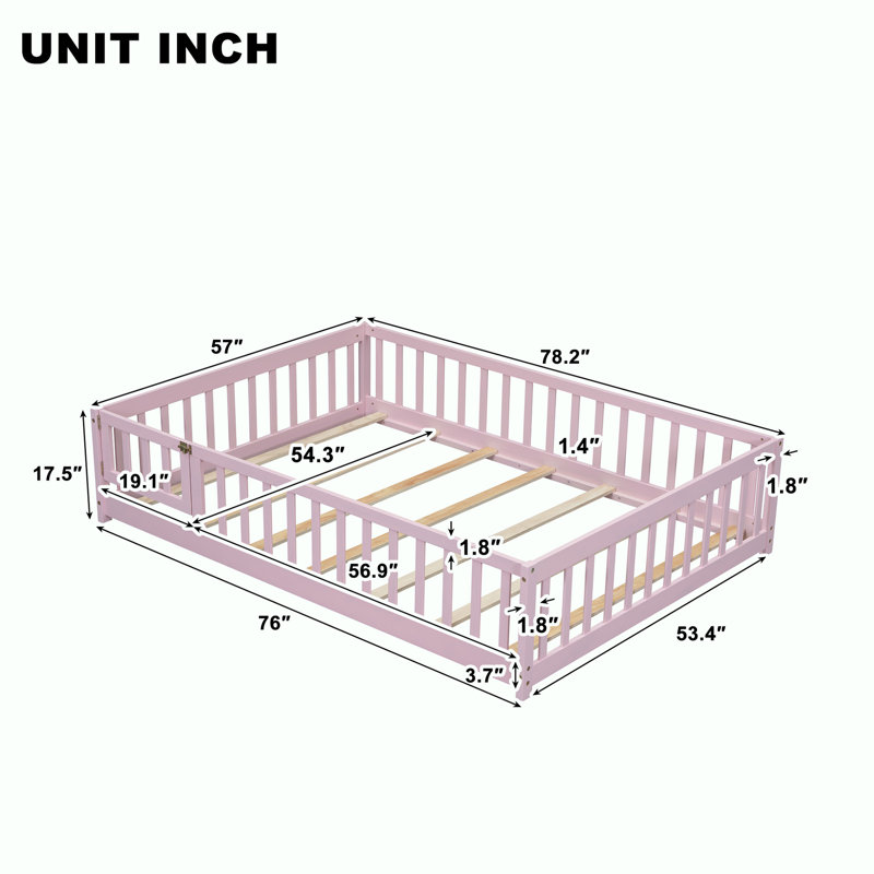 Lit plateforme, Double, Rose