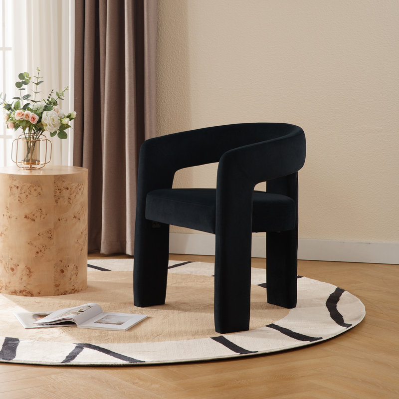 Chaise avec accoudoirs en fer Dalpat, Velours noir