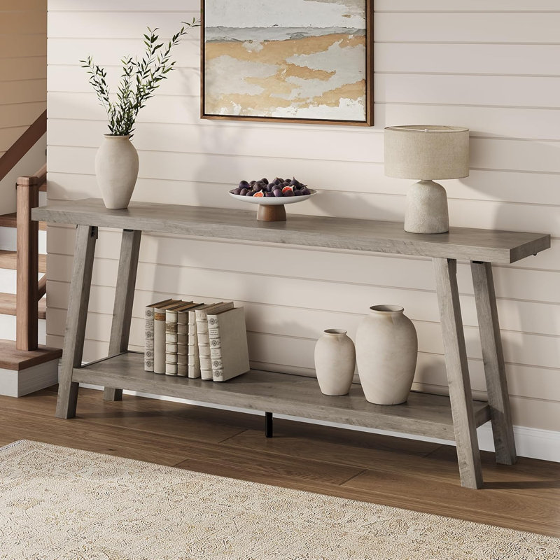 70.87" Long Console Tables70.87" Long Farmhouse Entryway Tables, Rectangular Couch Table Behind Sofa, 2 Tiers Accent Tables for Hallway, Entrance, Foyer, Living Room