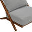 Élégant fauteuil d'appoint en chenille grise avec coussin en mousse et structure en bois d'hévéa brun-237307175