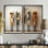 Totems de l'esprit africain traditionnel africain - décoration murale traditionnelle bleue 2 panneaux