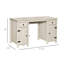 Bureau d'ordinateur de ferme avec rangement, bureau à domicile avec 2 tiroirs et 2 armoires, blanc crème