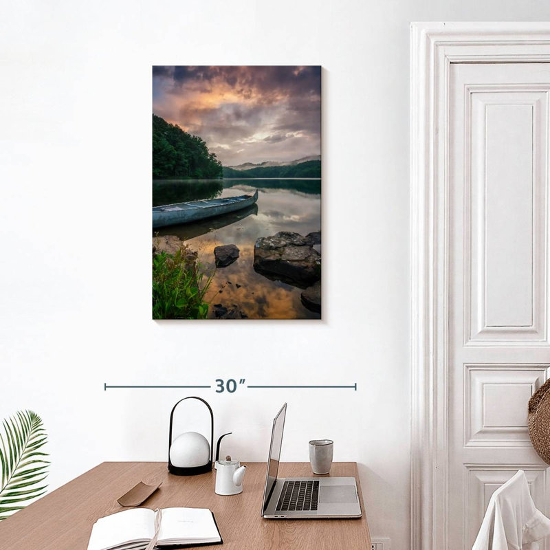 Mehar Canoe On Lake, 30" H x 20" W