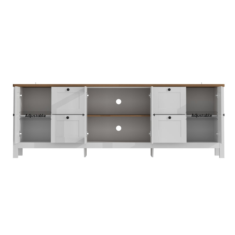 90.6" Wide Horizontal Shoe Cabinet With 4 Drawers & Glass Doors
