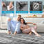 Tapis moelleux 9 pi x 12 pi, tapis en mousse viscoélastique pelucheux avec envers antidérapant, gris clair-686524563-686524566