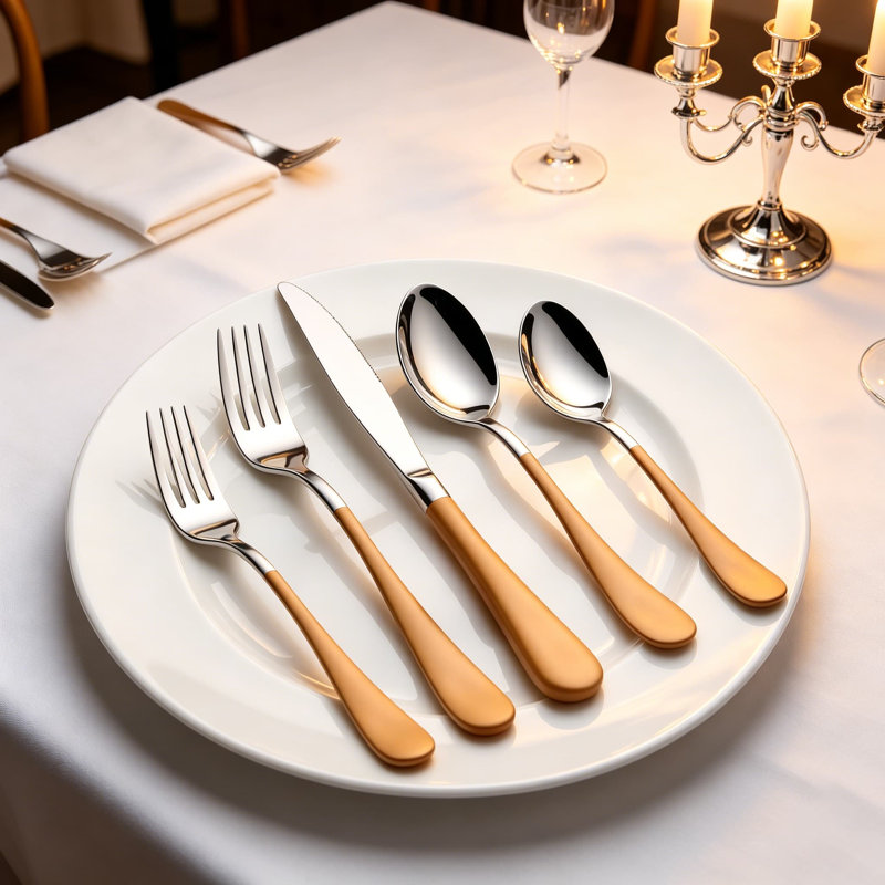 Ensemble de couverts argentés 20 pièces, ensemble de couverts en acier inoxydable 18/0 pour 4, ensemble de coutellerie moderne avec couteaux de table, fourchettes, cuillères, fourchettes à salade et cuillères à café, poli miroir, va au lave-vaisselle