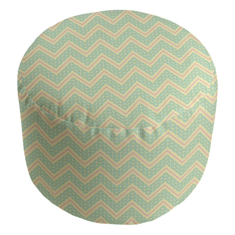 Upholstered Pouf, Green Pink/Yellow