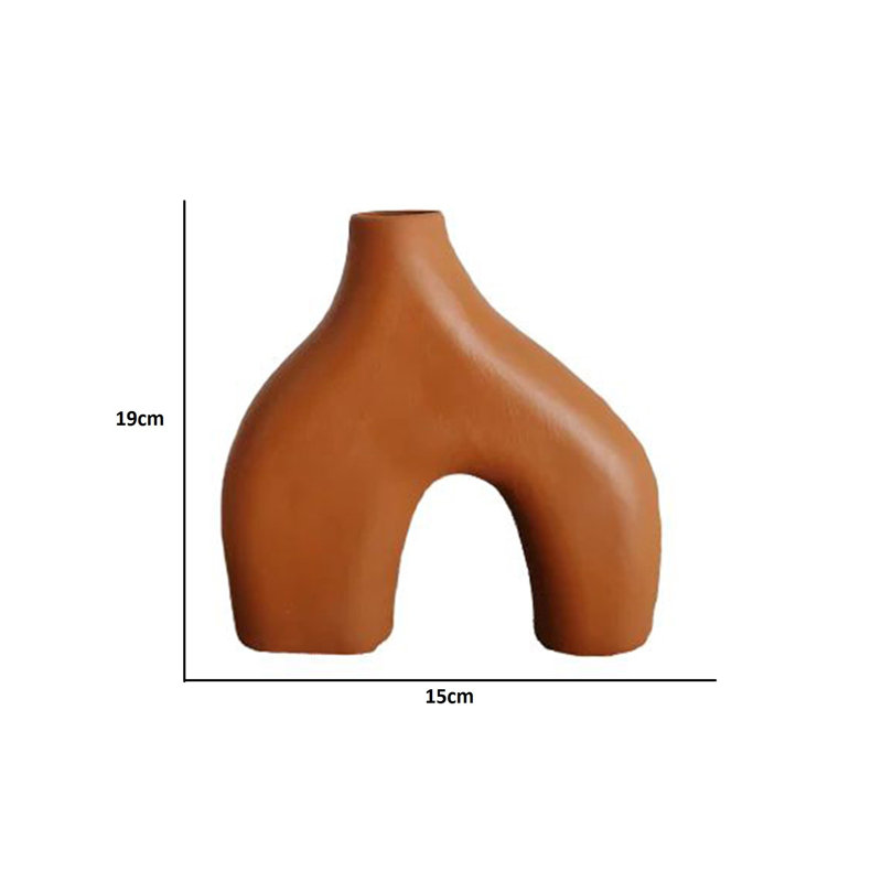 Coye Ceramic Table Vase, 19cm H x 15cm W x 4cm D, Tan