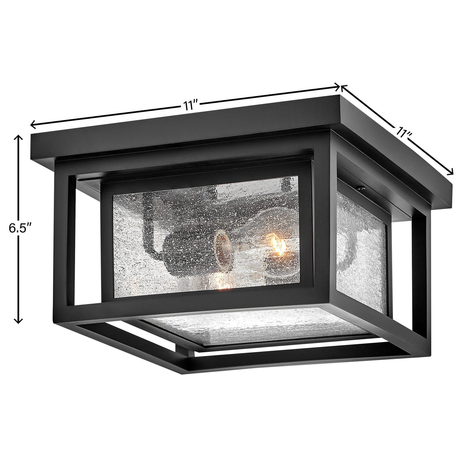 Kirton Square Outdoor Flush Mount, Black