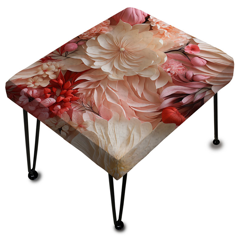 Elegant Floral Charm Cottage Collage - Floral Rectangle Ottoman