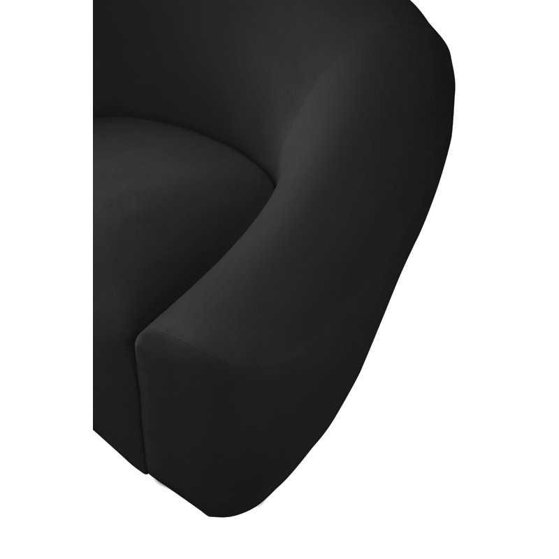 Canapé courbé Alaw, Velours noir, H 29,5 po x l 71 po x P 35,5 po