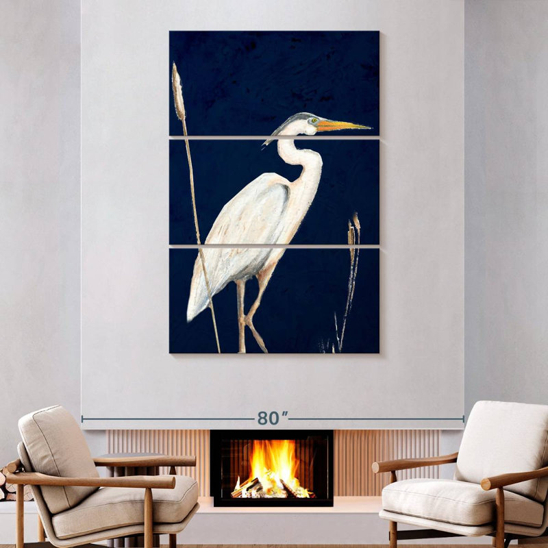 Brampt Heron On Navy II, 74" H x 48" W
