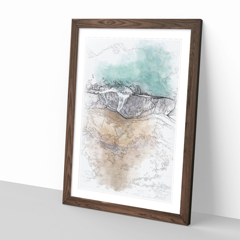 Gold Coast Beach In Australia - Single Picture Frame Painting on MDF, 87cm H x 62cm W x 2cm D, Walnut Framed