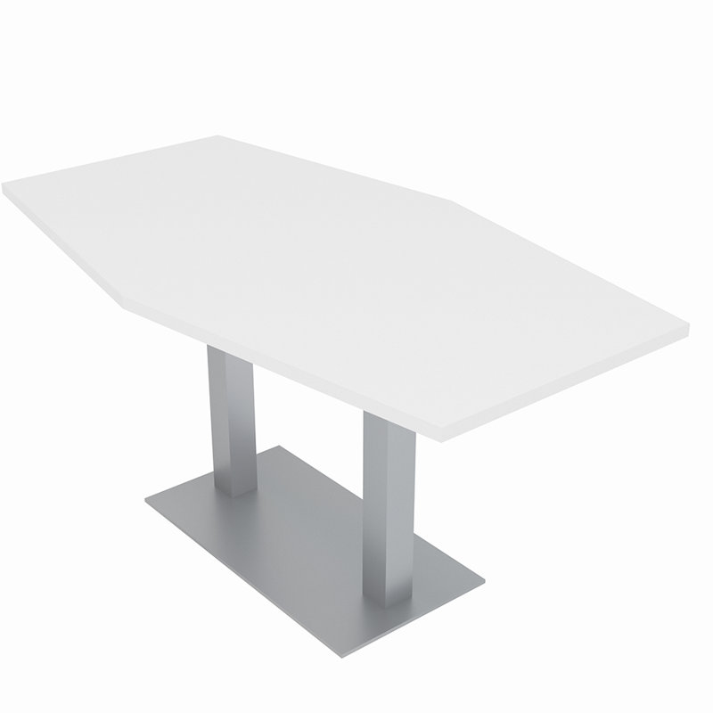 Table de salle de conférence Hexagon, Blanc classique, Argent, L 60 po x l 36 po