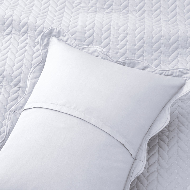 Embossed Microfiber Bedspread Set – All Seasoned Modern and Lightweight Bedding Set with Shams, White