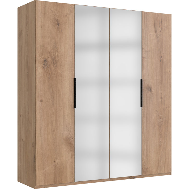 Guardino 4 Door Wardrobe, 216cm H x 200cm W x 58cm D, Plank Oak