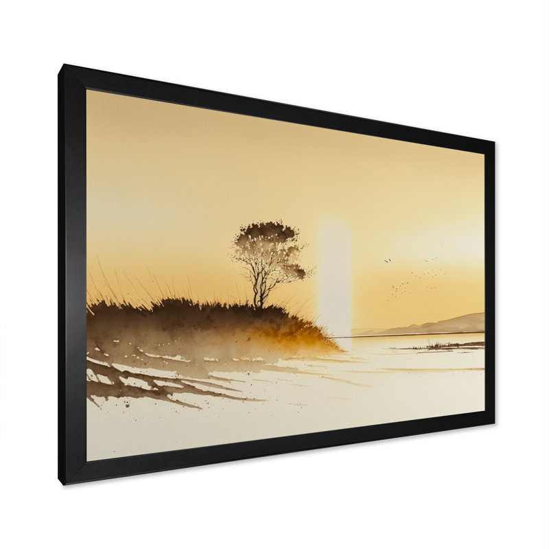 «Golden Hour Tree in the Countryside III», reproduction sur toile, Toile avec cadre photo noir, H 12 po x l 20 po x P 1 po