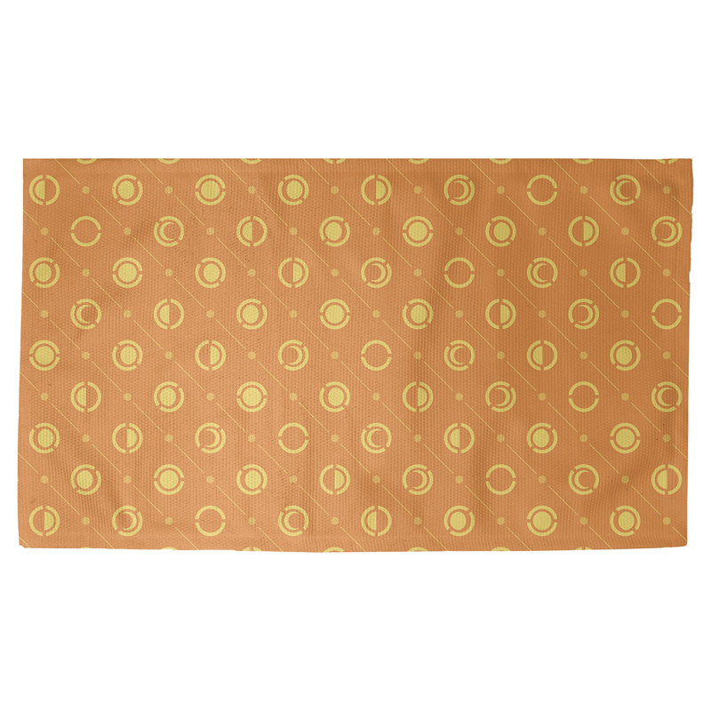 Jaune Tapis décoratif phases de lune, Rectangle 5 pi x 7 pi