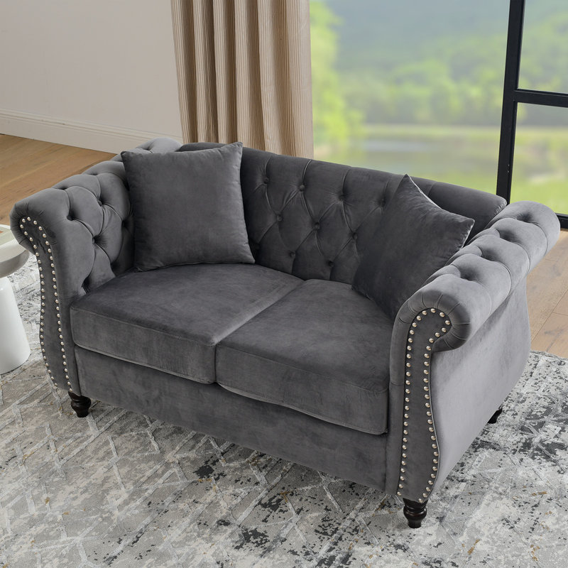 Canapé combiné 3 places + 2 places Velours gris (W834S00069 + W834S00113), Gris
