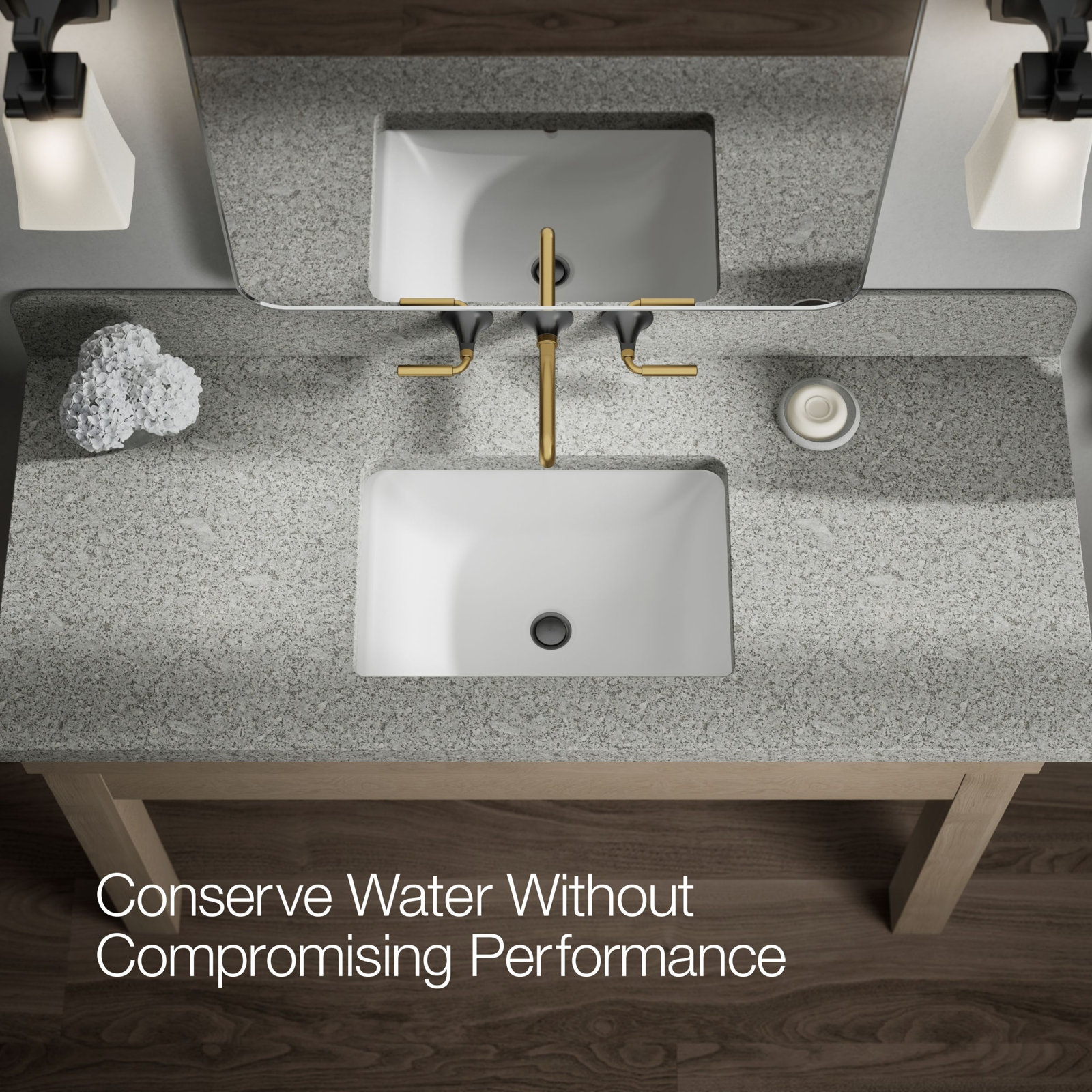 Tone Wall-Mount Bathroom Sink Faucet Trim, Matte Black w/Moderne Brass