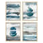 Reproductions encadrées de salle de bain décorative géométrique pastel sarcelle demi-cercles formes abstraites encadrées sur papier, impression de 4 pièces-93013177-93013176