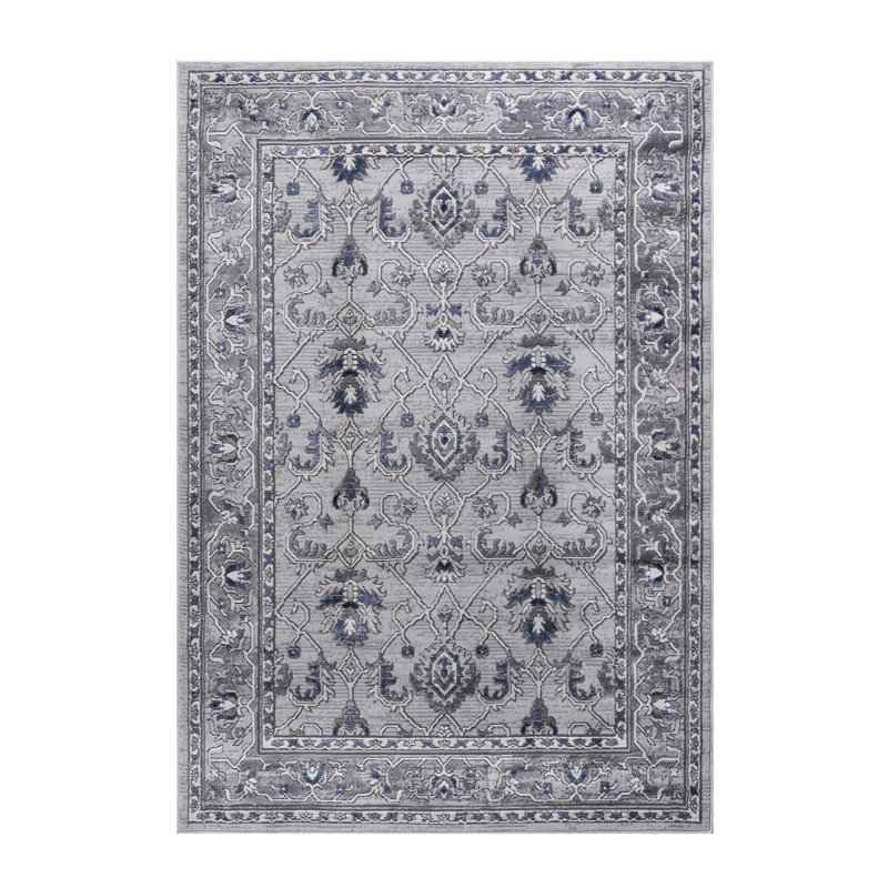 Tapis gris / bleu 8 x 10 po - Teinté, ne perd pas ses poils, Rectangle 7 pi 9 po x 10 pi