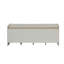 Banc en tissu beige et blanc avec rangement Berci