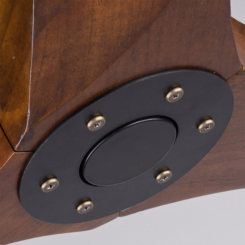 Ventilateur de plafond en bois massif de 52 pouces à 3 pales (sans lumière), 6 réglages de vitesse, réversible, minuterie, fonction mémoire, onduleur DC, télécommande, ventilateur de plafond de style rétro pour les chambres et les salles à manger