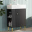 Meuble-lavabo noir 21,6 po, armoire combinée, meuble de rangement pour salle de bain, lavabo simple en céramique, rangement à gauche-565474027