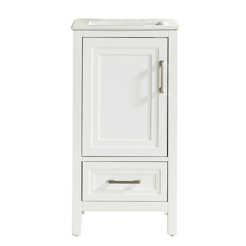 Meuble de salle de bain autoportant en bois massif 18 po - Blanc entièrement assemblé se fermant sans effort 18 po