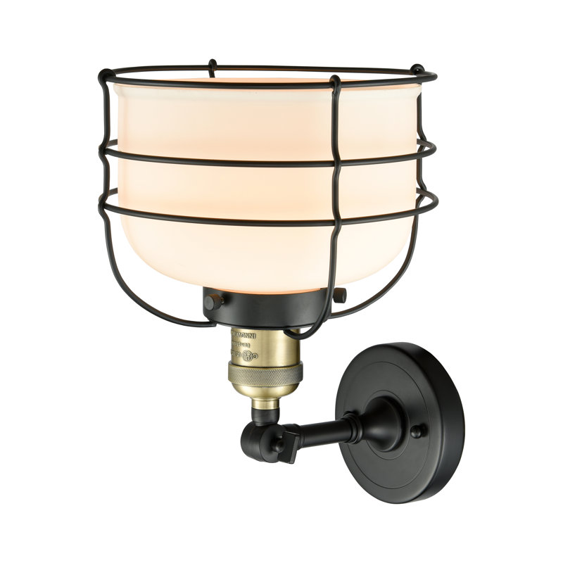 Handley Glass Semi Flush Mount, Black Antique Brass, Matte White, 60 Watt Vintage Incandescent Bulb
