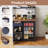 Multifunctional Refrigerator Cabinet with Adjustable Shelves, Mini Fridge Cabinet Built-in Wine Glass Rack & Storage Drawer, Space-Saving for Kitchen, Dining Room, Living Area, Blue-1597482728