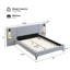 Lit tapissier chic en lin avec lumières et tablettes intégrées-533167550