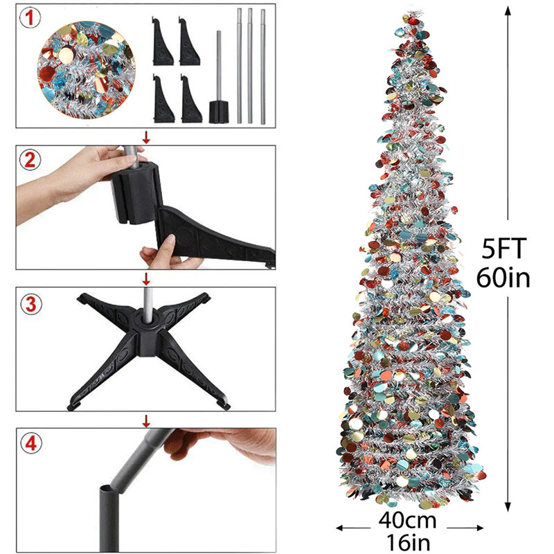 Arbre de Noël en forme de spirale rouge 5 pi H 5 po