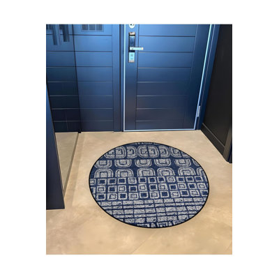 Tapis décoratif moderne à motif géométrique bleu marine