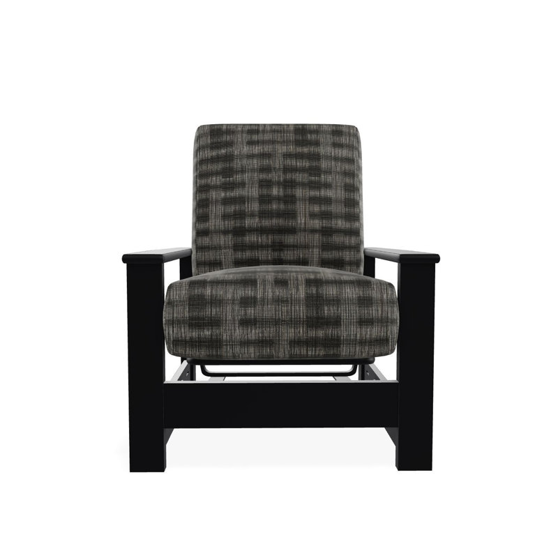 Leeward Marine Grade Polymer Deep Seating Cushion Arm Chair with Hidden Motion, Black, Black/Gray