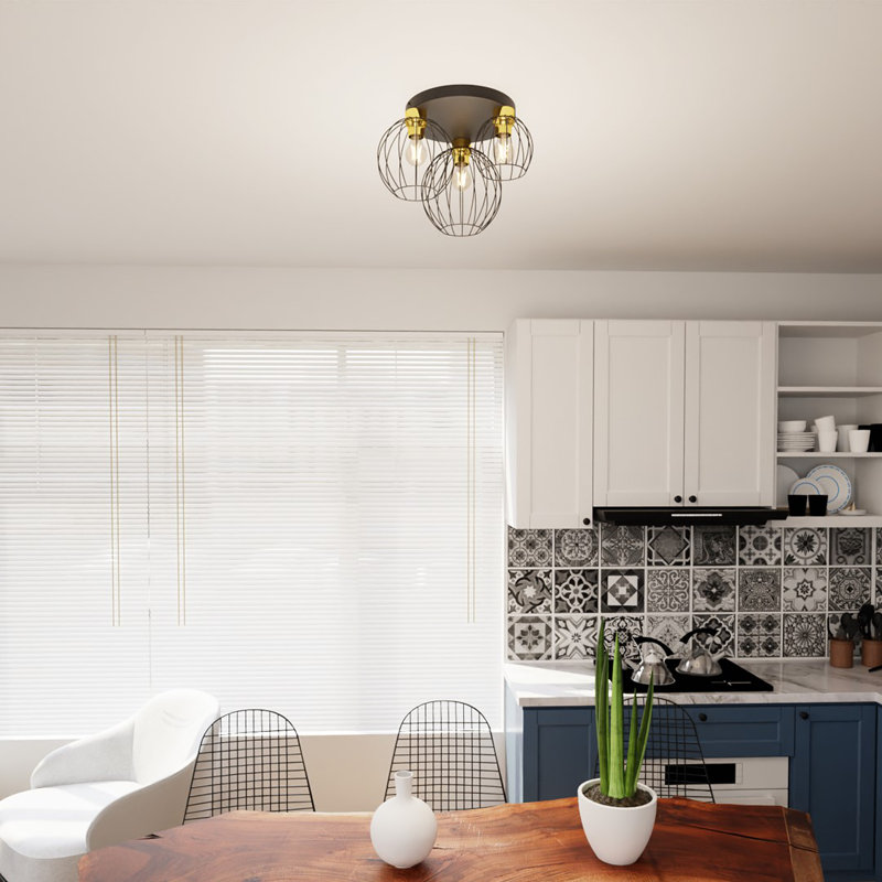 Alyessa Flush Mount, Matte Black/Gold