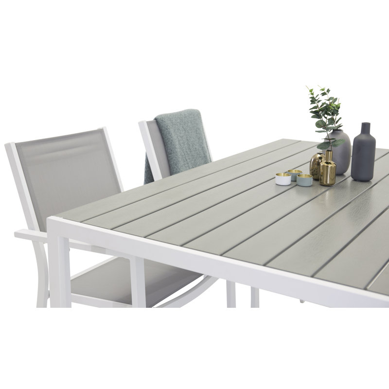 Hiran 4 - Person Patio Dining Set with Rectangular Table, White/Grey