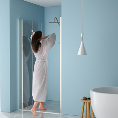 Porte de douche pliante l 32 po x H 72 po, nickel brossé - pièces de charnières de qualité supérieure, fonction d'économie d'espace incluse, charnières d'idée de rénovation de salle de bain, avantage,