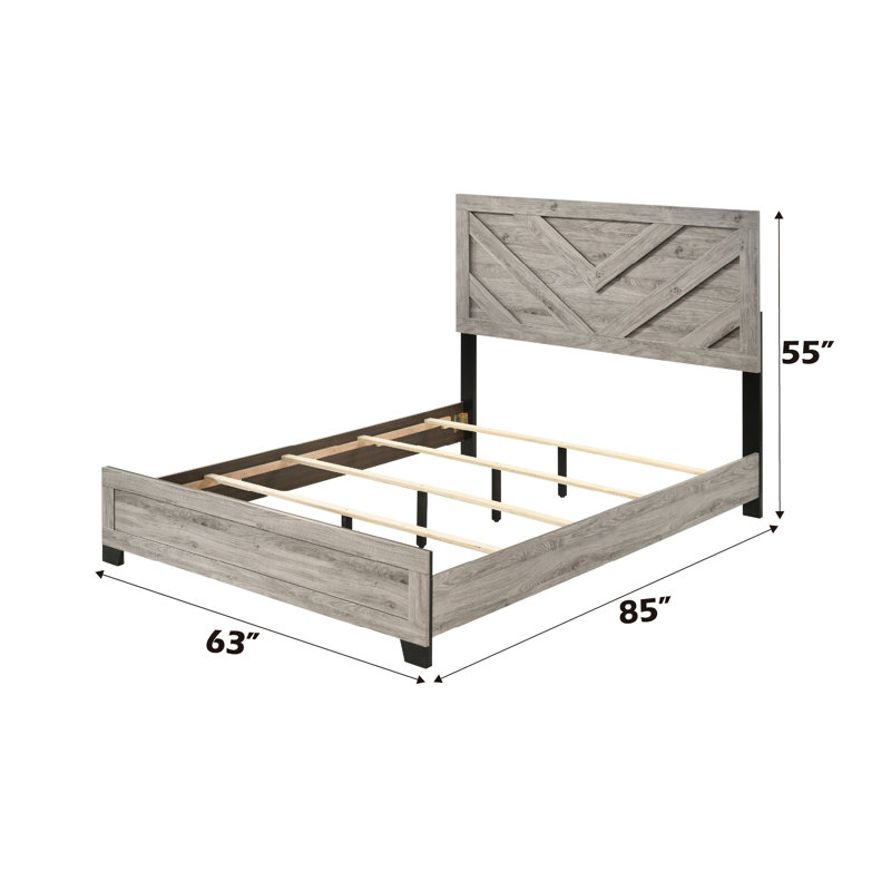 Grand lit à 4 pieds Grey 4, particularité du bois, matelas de 8 po, capacité de poids de 220 lb