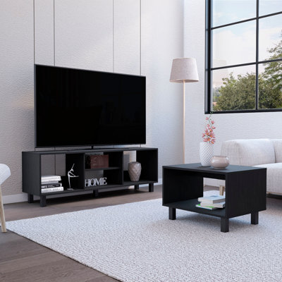 Carter 2 Piece Living Room Set, Streamlined Design With TV Stand And Coffee Table, Ample Storage And Durable Steel Legs