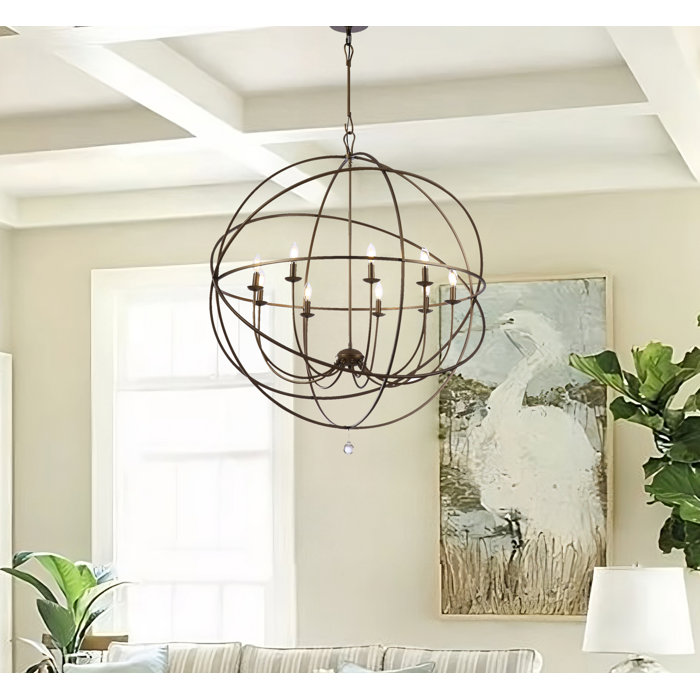 Gracie Oaks Terrionna 9 - Light Sphere Globe Chandelier | Wayfair