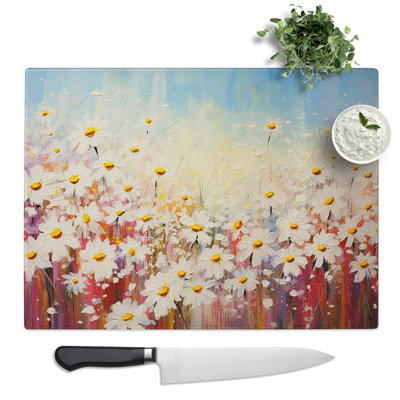 Daisy Abstract No.4  Glass Chopping Board