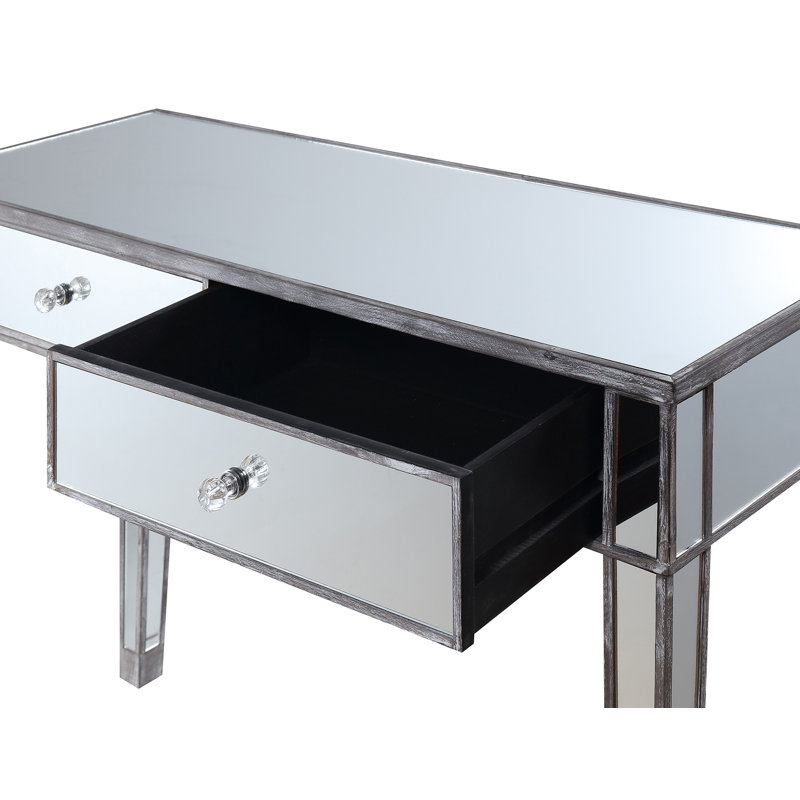 Wiscasset Mirrored 2 Drawer Desk, Weathered Gray
