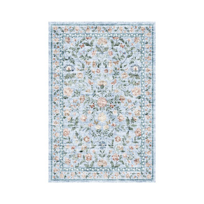 Tapis rétro vintage à motif floral, tapis en polyester doux à poils courts avec envers antidérapant, lavable à la machine pour le salon, la chambre et la salle à manger