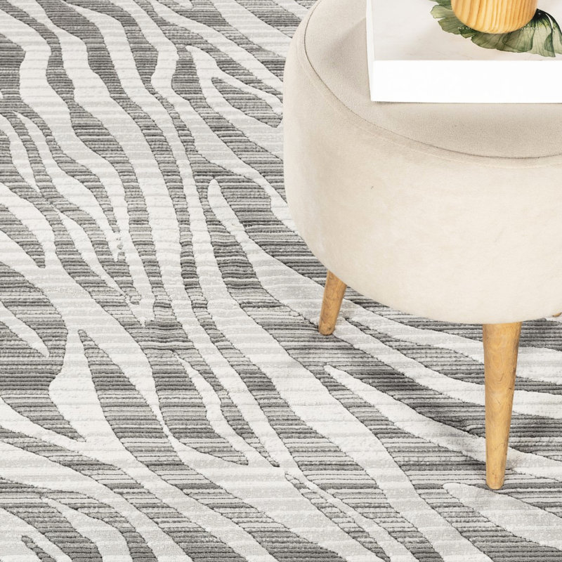 5 pi 3 po Tapis By By + + gris, style sauvage exotique, tissé à la machine, doux et confortable, zone très passante, teinté, tapis rectangulaire de 0,43 po en gris, style chalet décontracté fabriqué à la machine à 100%