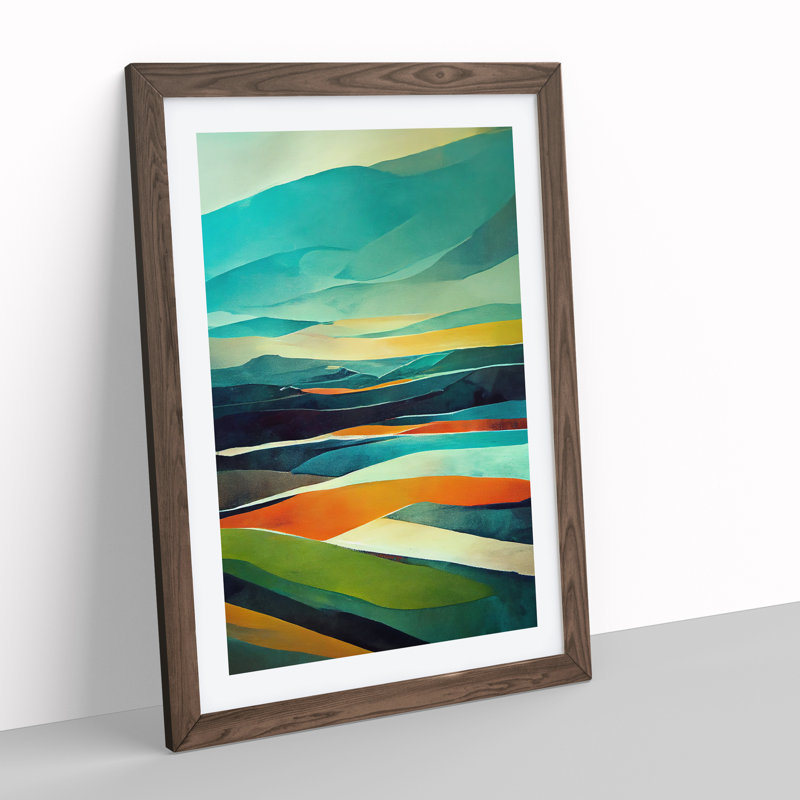 Meadow Landscape in Abstract No.4 - Wall Art, 48cm H x 36cm W, Walnut Framed Paper