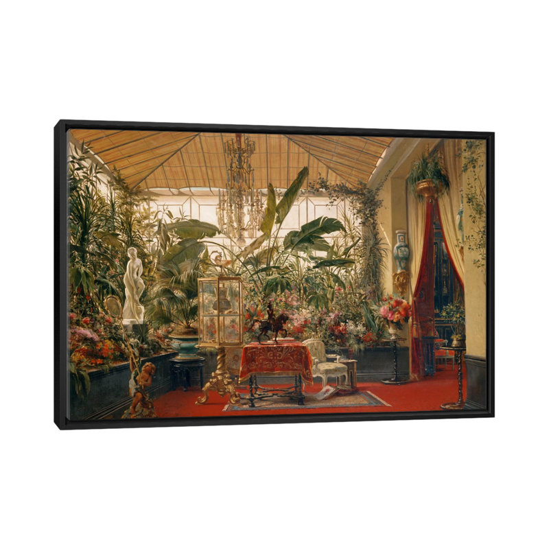 " Véranda De La Princesse Mathil " by Charles Giraud, 18" H x 26" W x 1.5" D, Black Framed Canvas, No Mat
