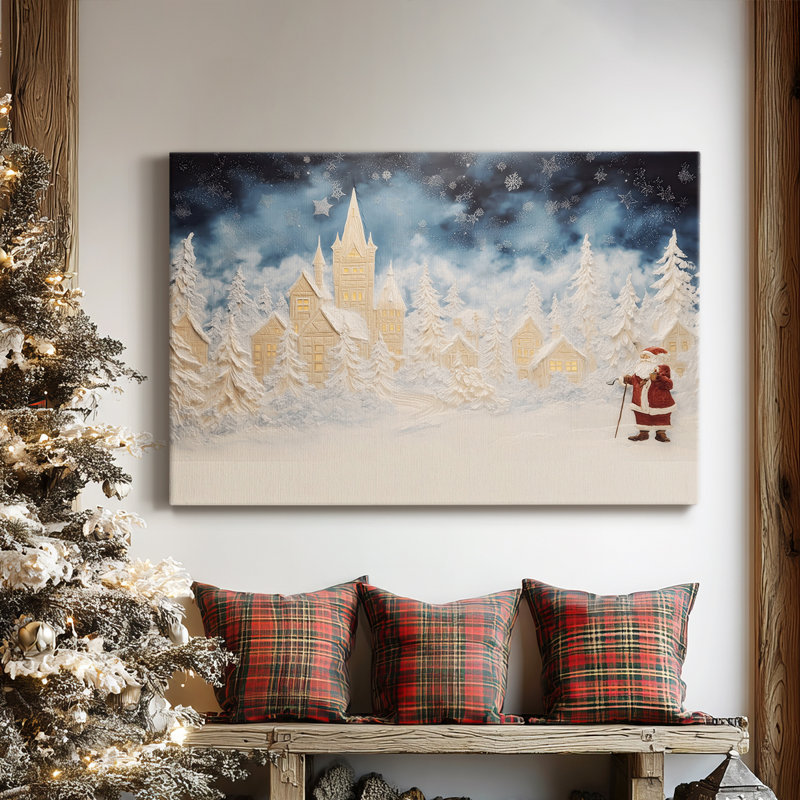 Bonhomme de neige enneigé - Toile tendue avec châssis de qualité supérieure, H 18 po x l 12 po