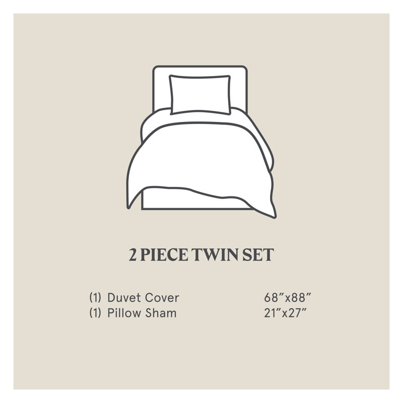 Stonewashed Cotton Canvas Stonewashed Cotton Canvas Solid Color Classic Chic Casual Duvet Cover Set, Charcoal
